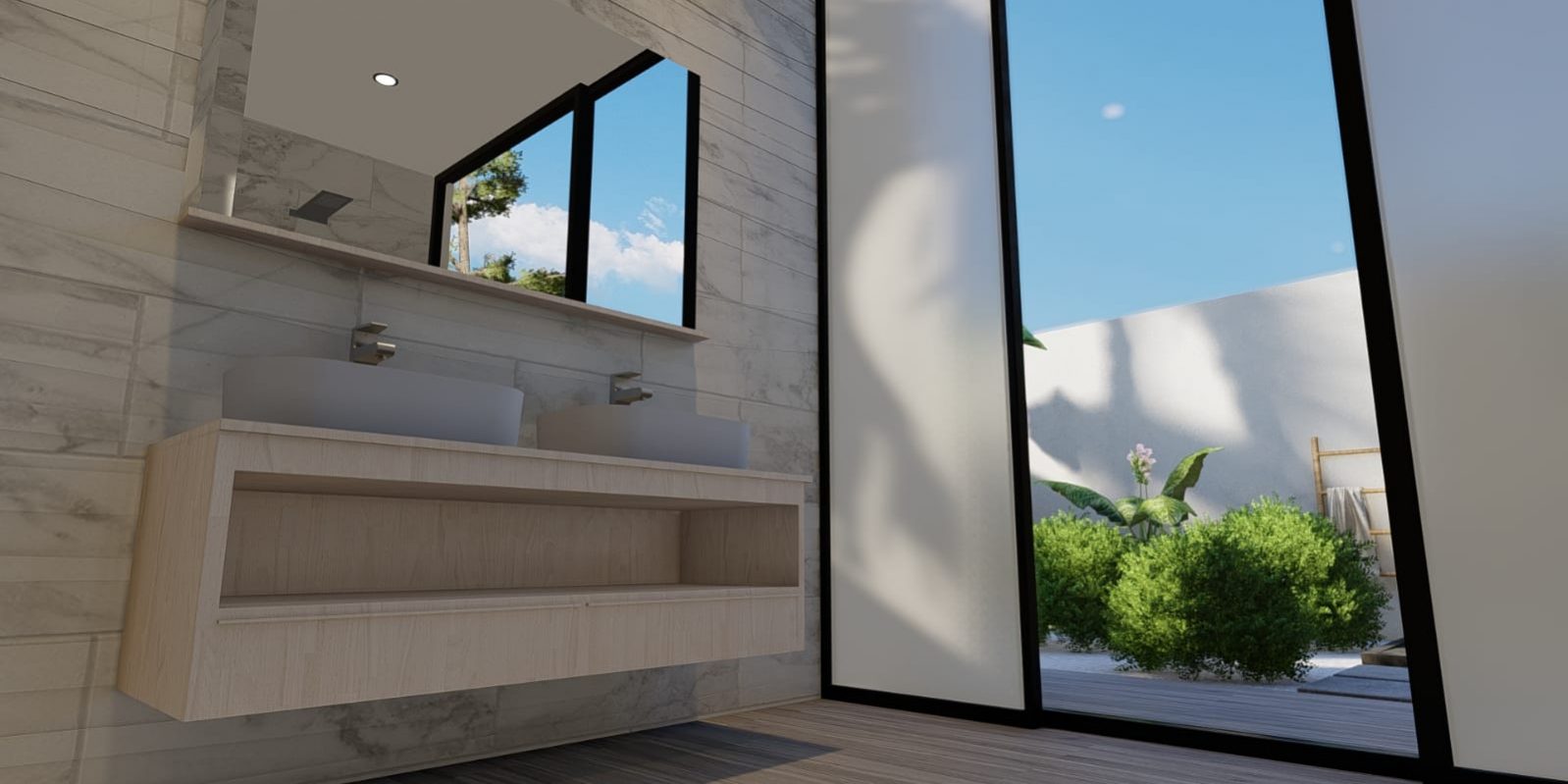 Baño Suite y Ducha Exterior Nueva Construccion Unifamiliar Tenerife Sur