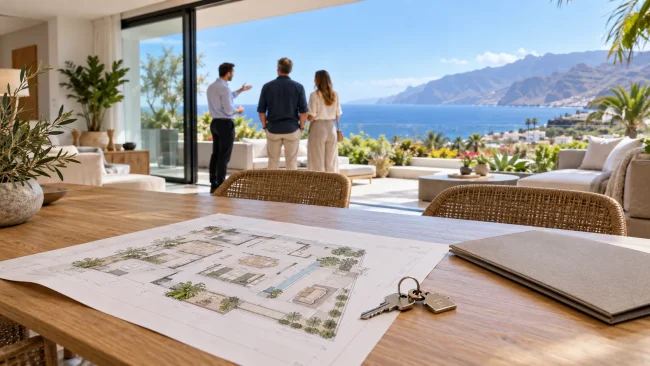 Foreign investment in Tenerife: illustrative property viewing with plans and keys