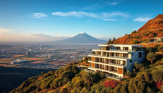 Tenerife property prices: conceptual hillside residential building